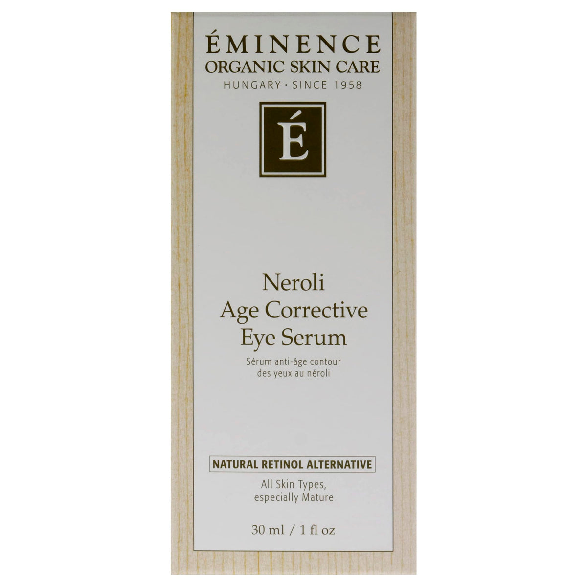 Eminence 1 fl oz bottle next to a ruler for scale, clear sizing information