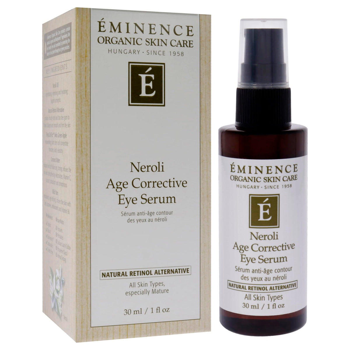 Close-up of silky serum texture, Eminence demonstrates lightweight absorbency