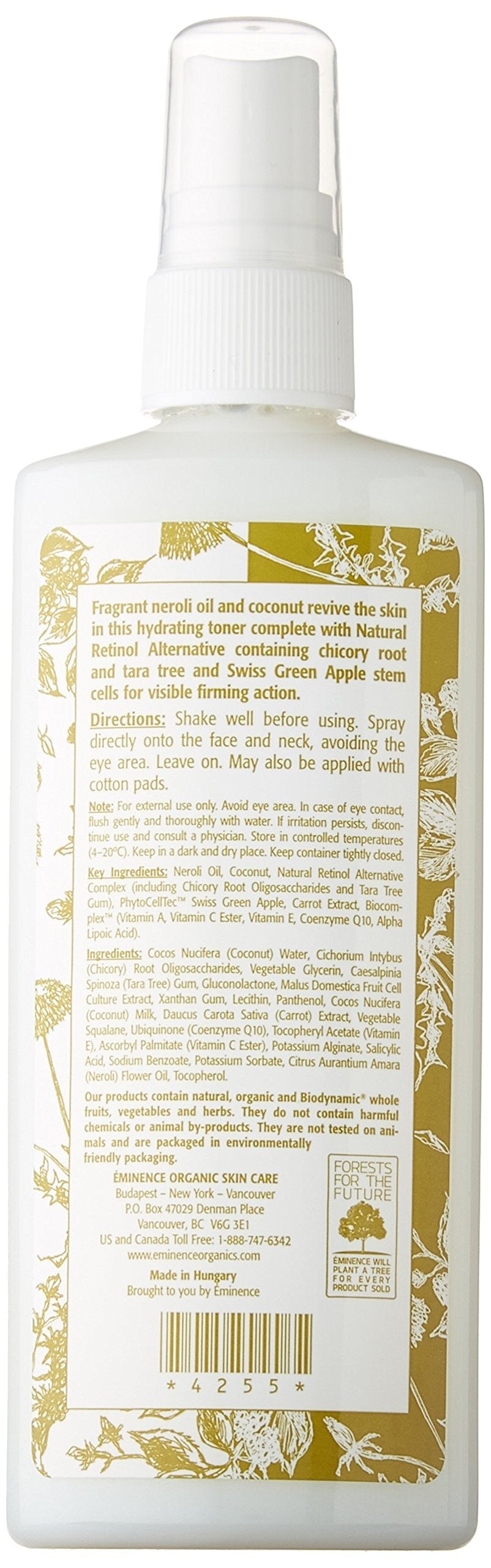 Eminence neroli mist closeup spray action demonstrates fine mist application for instant hydration