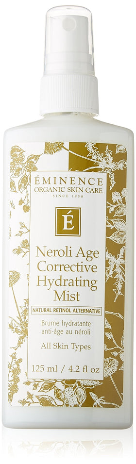 Eminence neroli mist front packaging shows bottle and label, highlights organic hydrating benefits