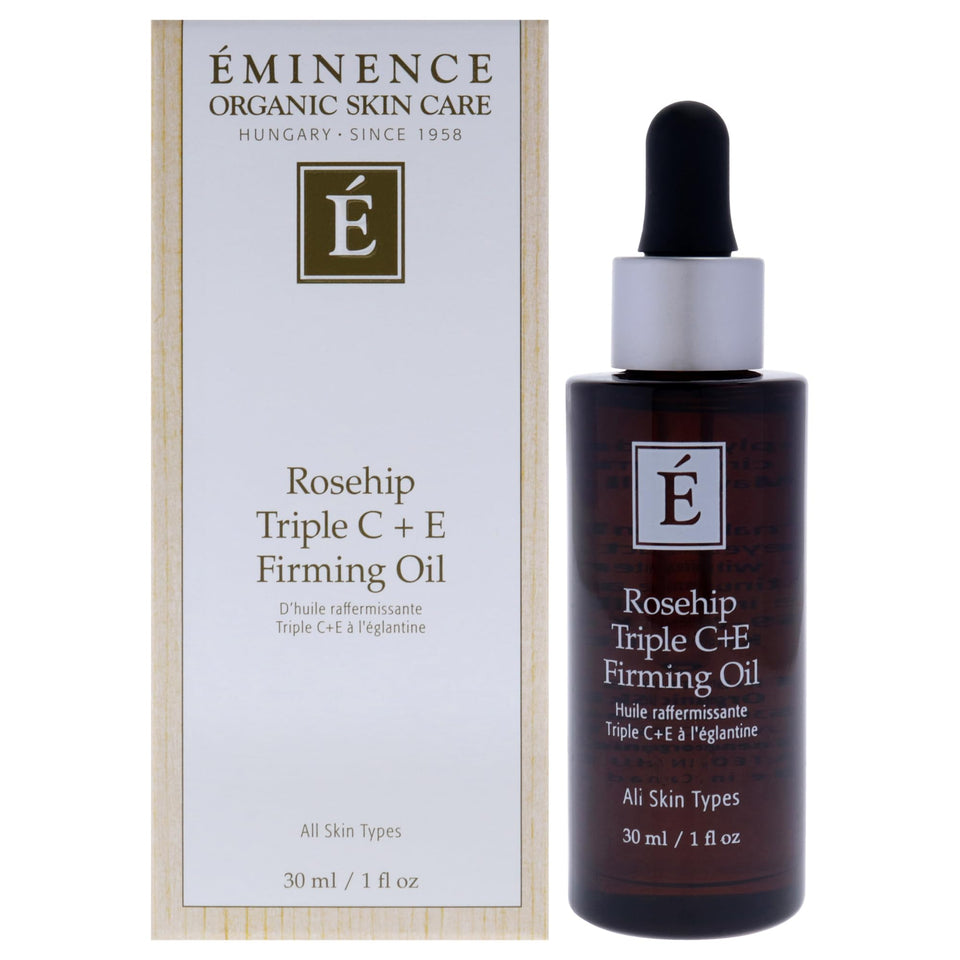 Eminence bottle front view showing sleek packaging and clear product benefits