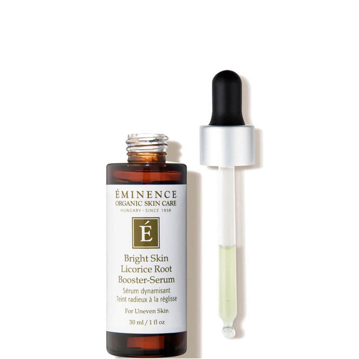 Eminence label close-up displaying active botanicals and product benefits