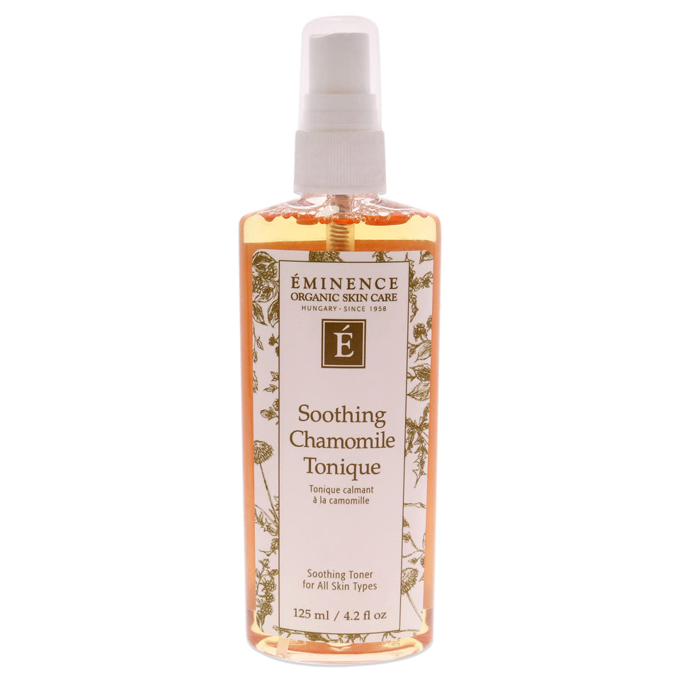 Eminence bottle front view showing label and calming benefits