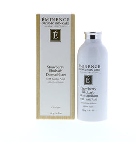 Eminence with serum and moisturizer suggesting post-exfoliation hydration benefits