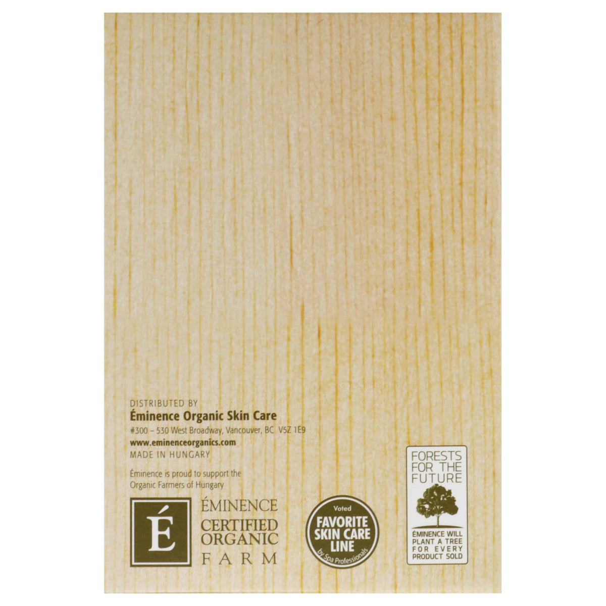 Eminence ingredient label close-up showing botanical extracts