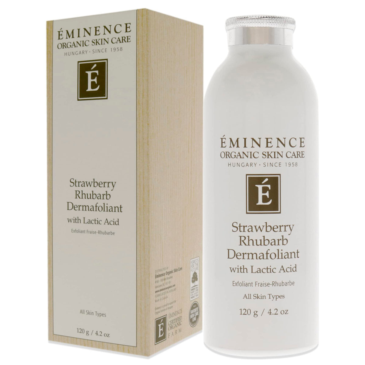 Eminence jar next to common objects to show 4.2 ounce size and scale