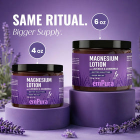 EMPURA label close-up showing lavender and chamomile calming benefit