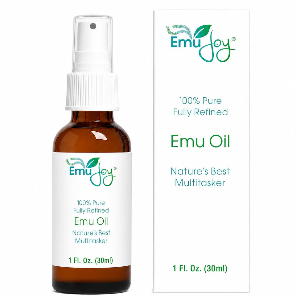 Emu Joy front packaging 1 fl oz bottle showing clean brand design and benefit