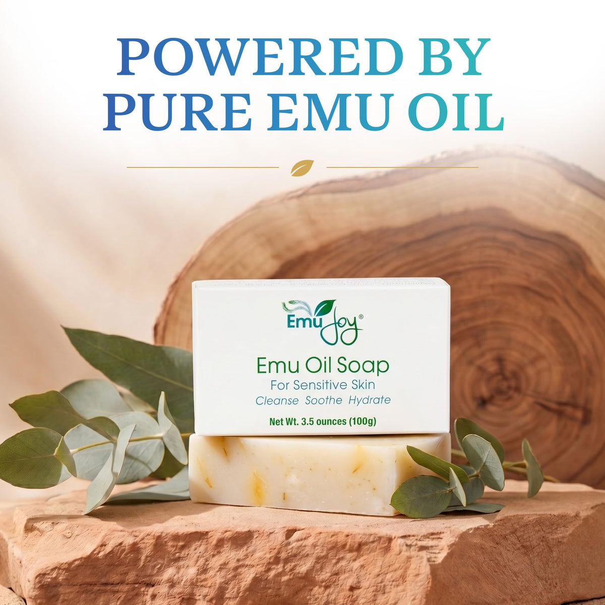 Emu Joy soap staged in travel kit to show portability and convenience