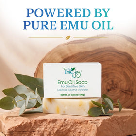 Emu Joy soap staged in travel kit to show portability and convenience