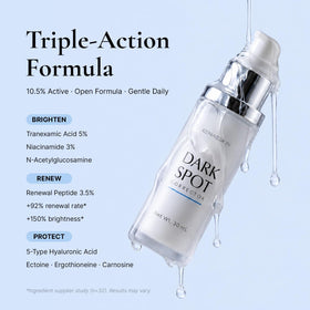 EnaSkin applied to targeted facial spot showing focused treatment for dark marks