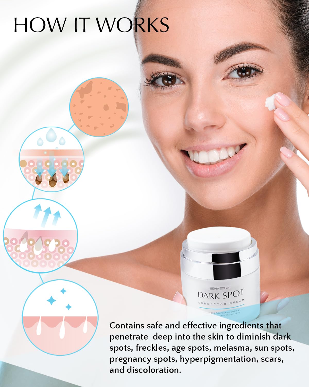EnaSkin targeting knees and elbows to fade body dark spots