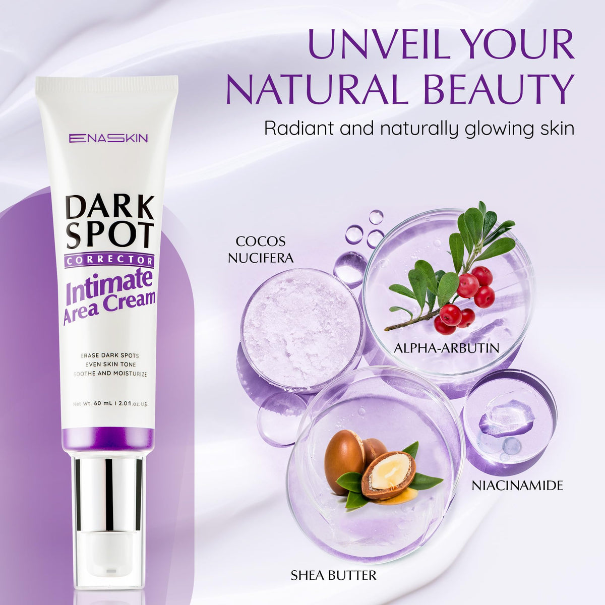 EnaSkin cream texture swatch showing smooth blend for fast absorption