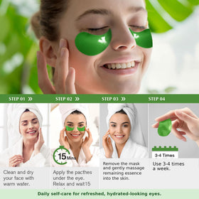 Enaskin Naturals patch applied under eye on model showing refreshed look