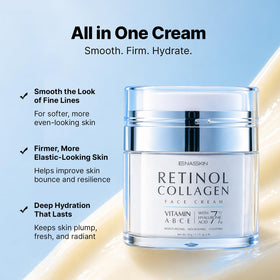 EnaSkin close-up of label highlighting 2% retinol and 7% hyaluronic acid benefits for wrinkles