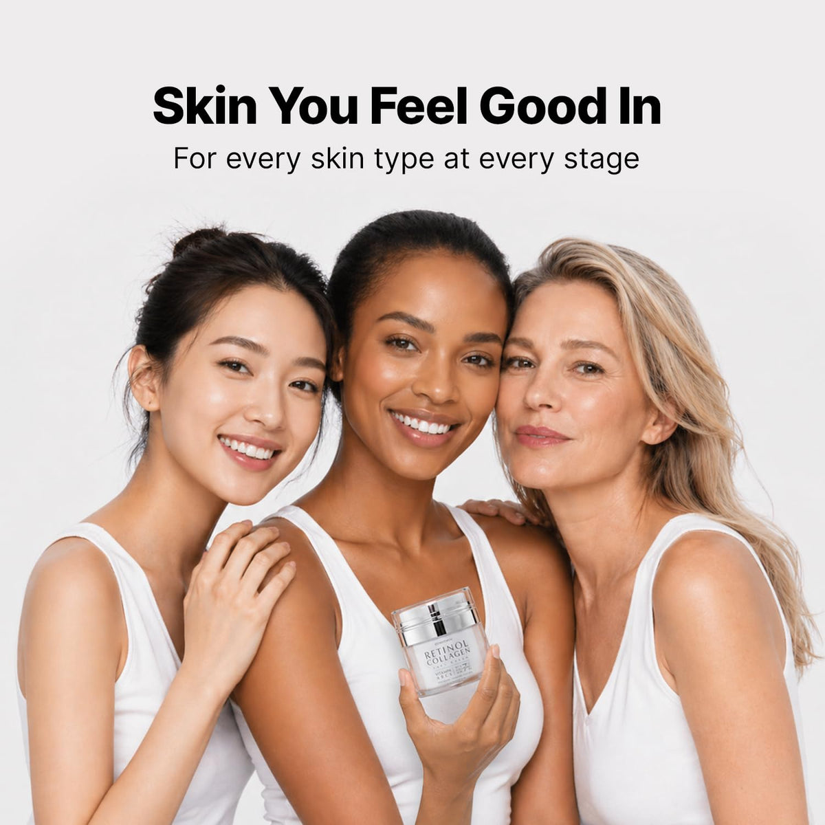 EnaSkin on bathroom counter at night suggesting evening routine and skin-renewal ritual