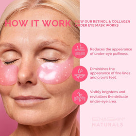Enaskin Naturals patch being applied under eye for de-puffing