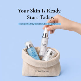 EnaSkin serum sinking into skin demonstrating non-greasy finish and quick absorption