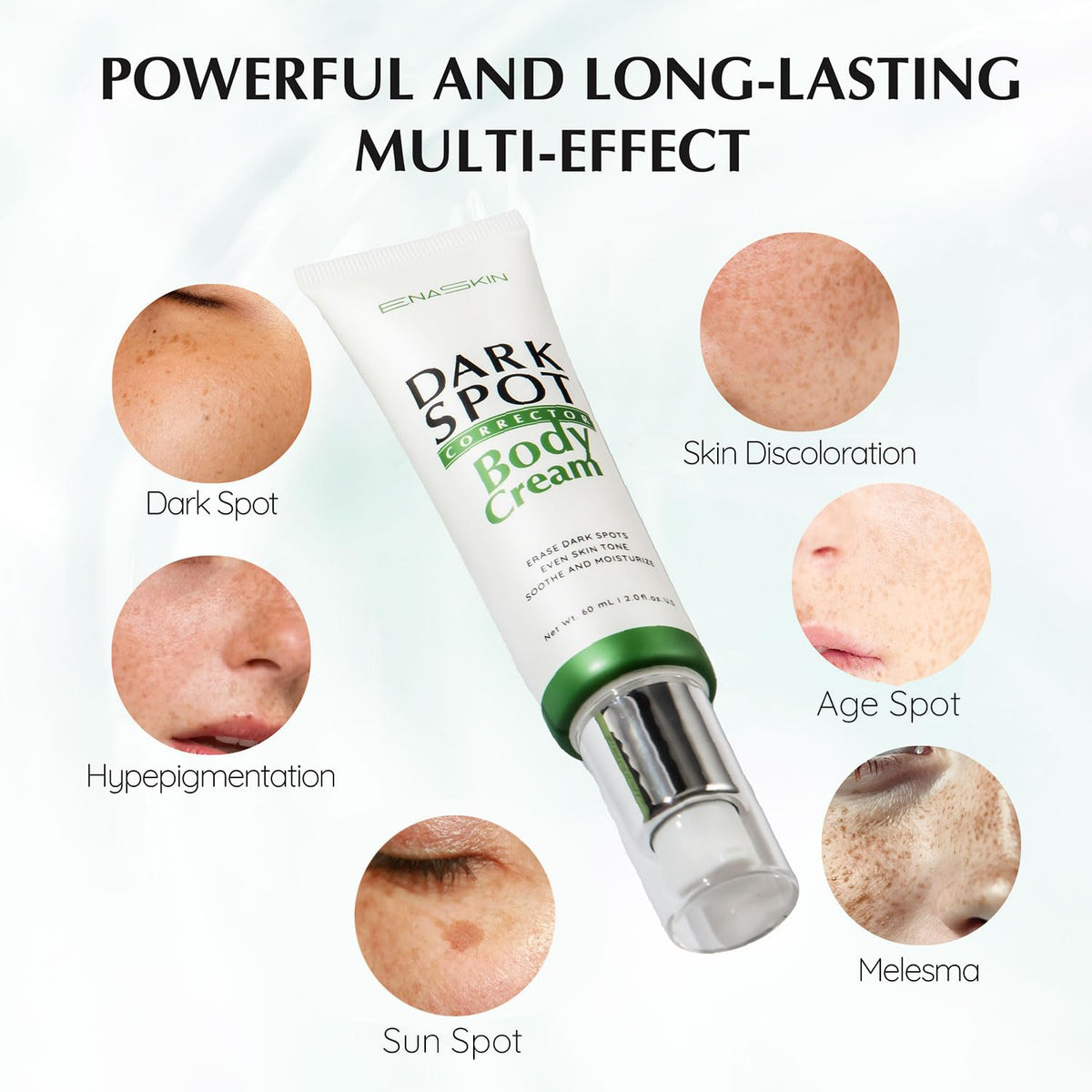 EnaSkin tube opened with cream visible, quick-absorbing moisturizing benefit