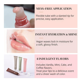Enfuntins Mint applied on lips in use delivering cooling sensation and glossy look