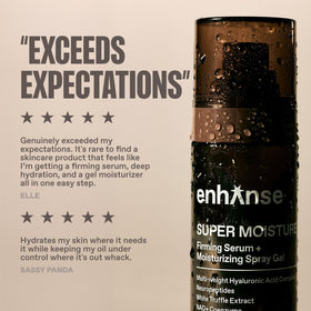 ENHANSE bottle next to common objects to show 100 mL compact size