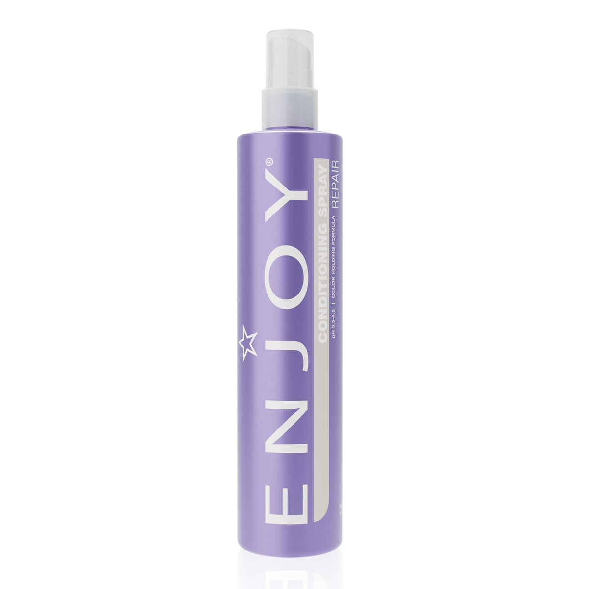 Enjoy conditioning spray front bottle shot showing label and benefits