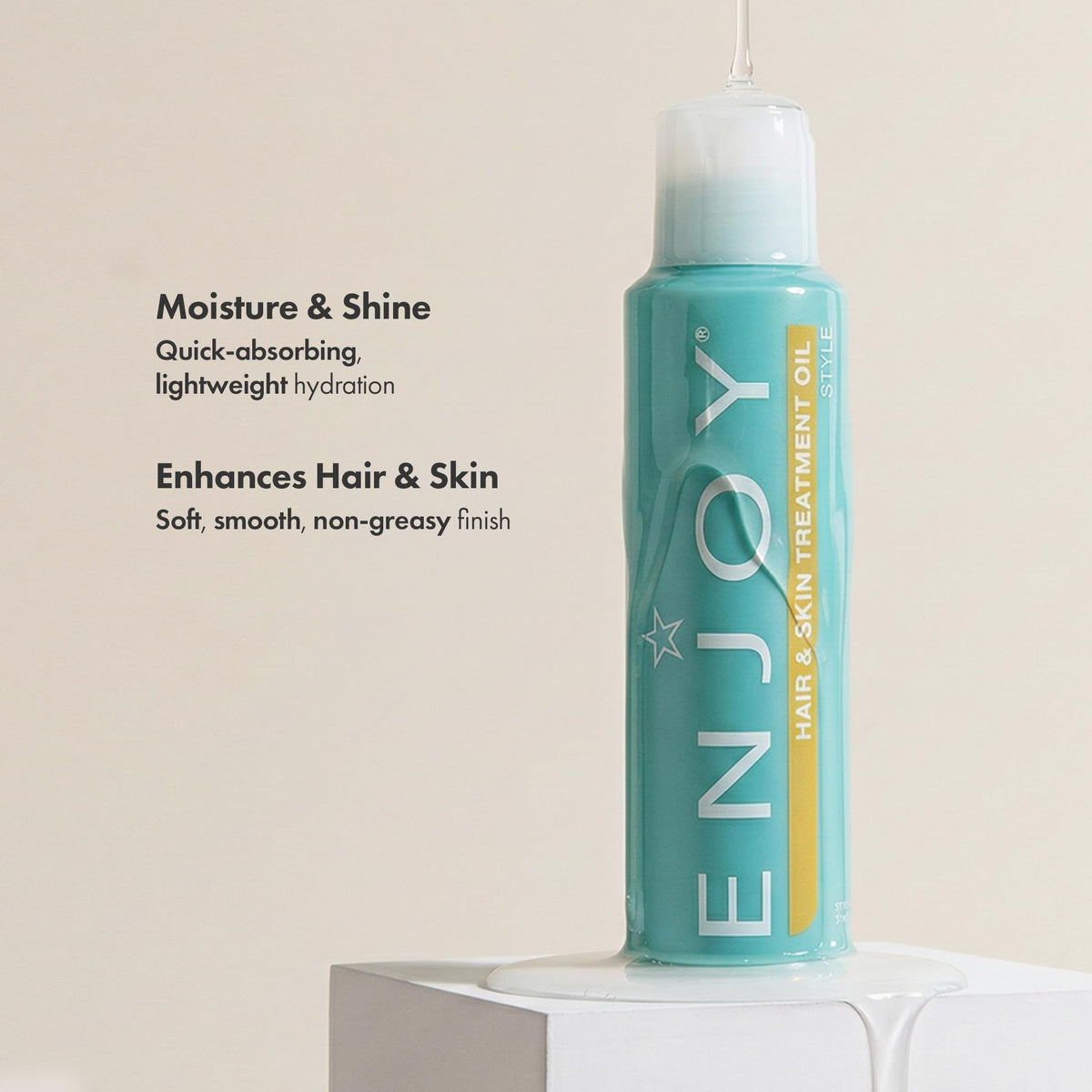 Enjoy pump top close-up demonstrating controlled dispense and convenience