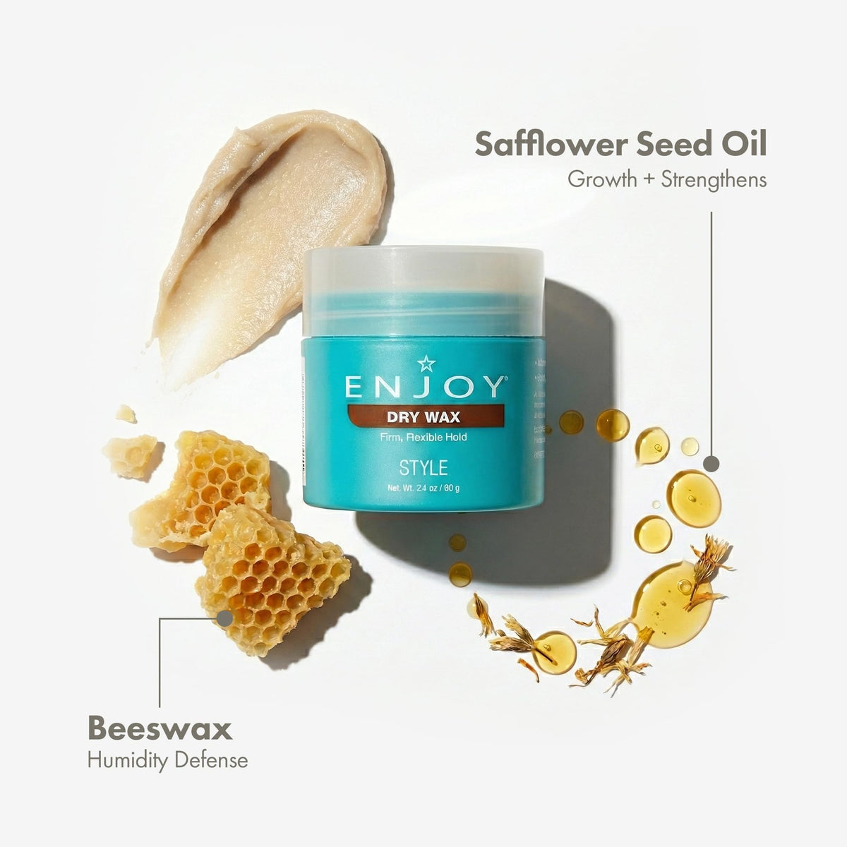 Enjoy dry wax styled long texture showing separation and touchable definition without shine