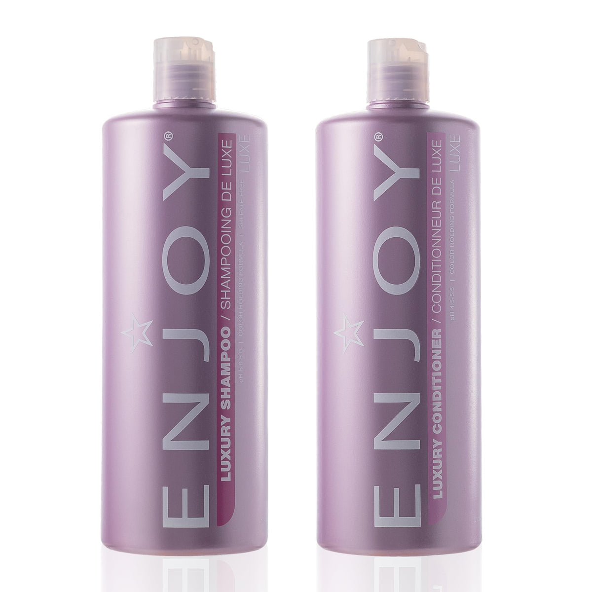 Enjoy duo front packaging showing full 33.8 fl oz bottles and product benefits