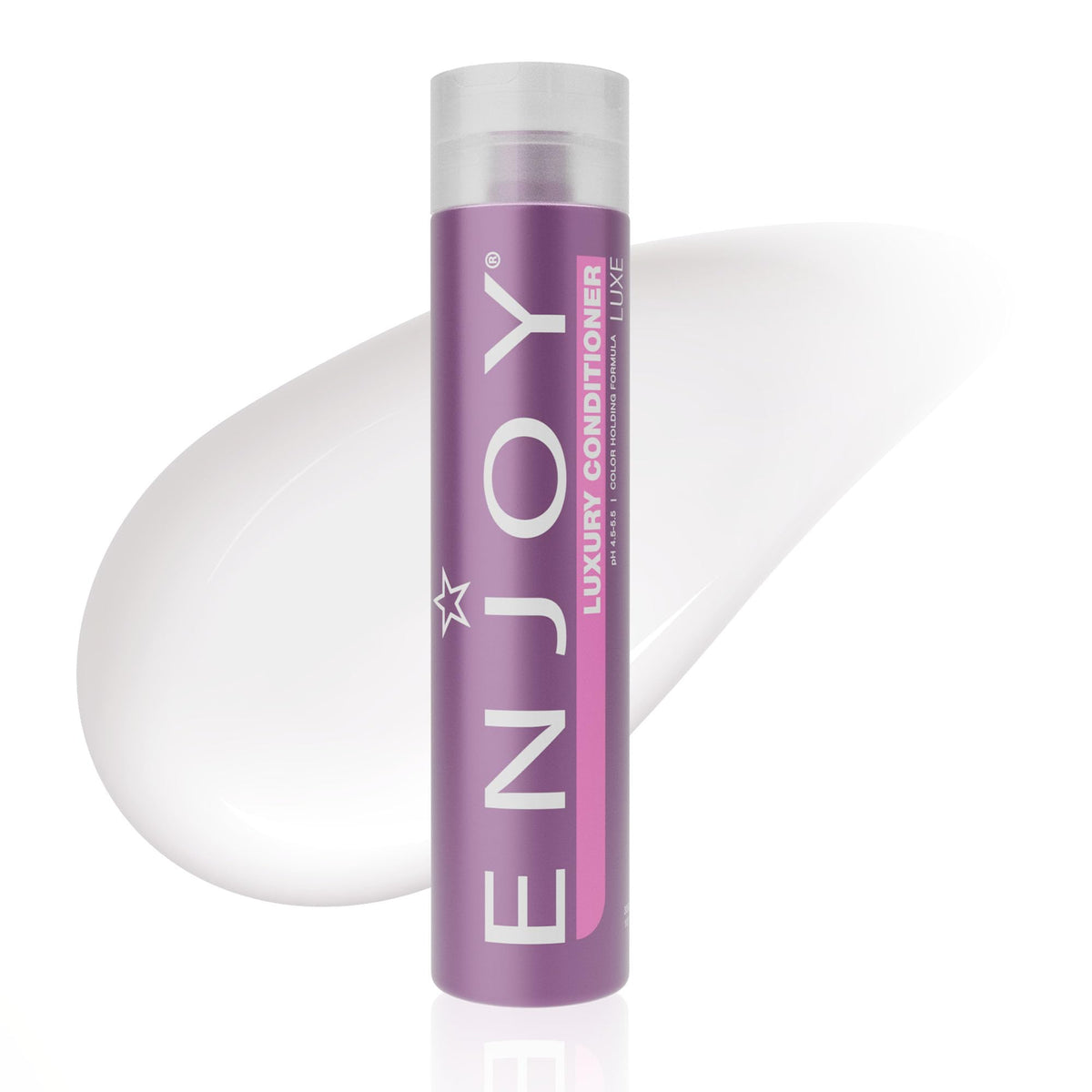 Enjoy front bottle view showing label and smoothing benefits