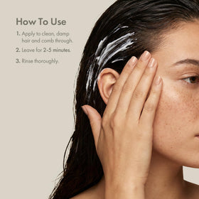 Enjoy hair mask close-up label detail, conveys ingredients and usage confidence