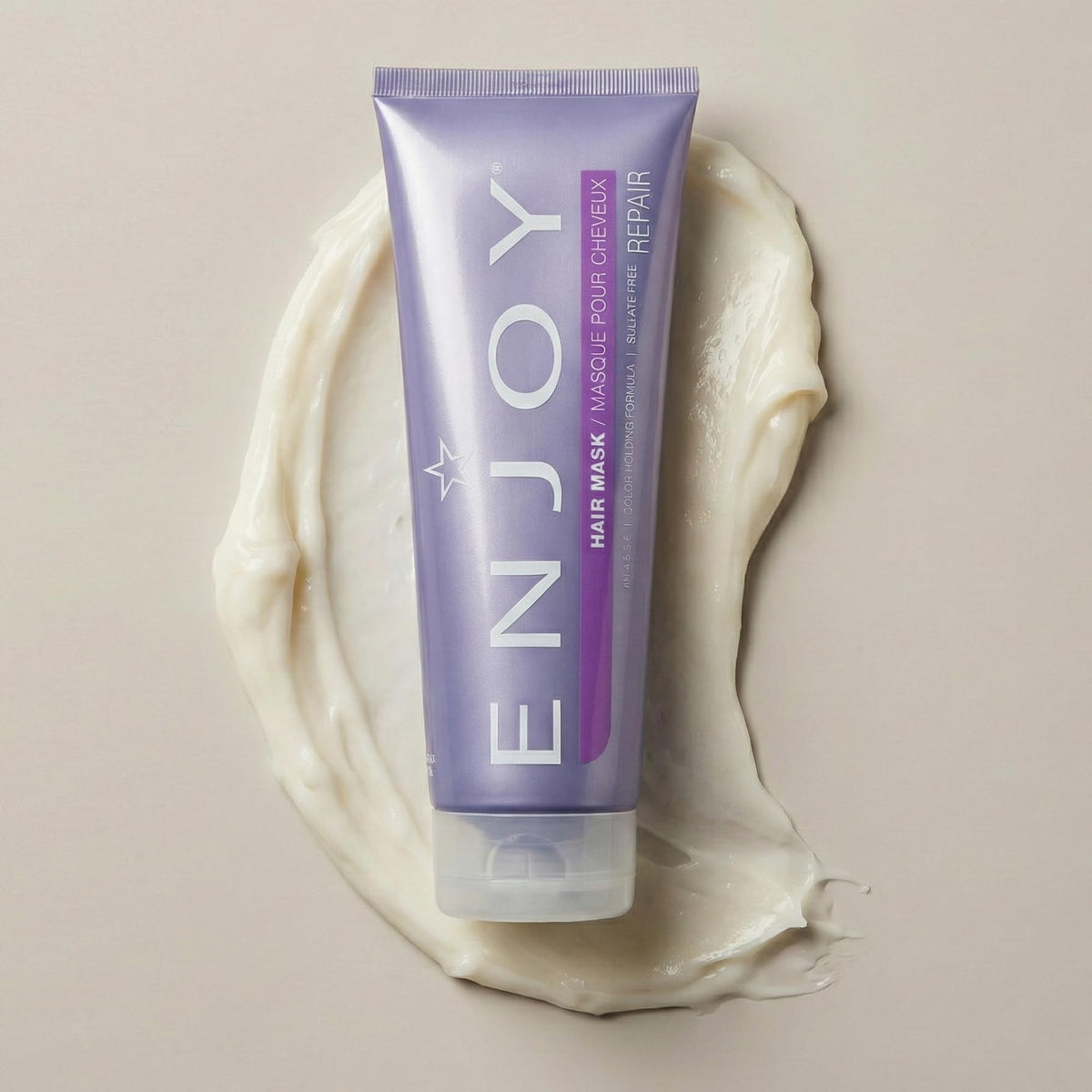 Enjoy hair mask rinsed hair shining under light, illustrates smoothing and shine