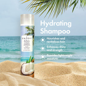 Enjoy shampoo back label highlighting ingredients and pH balance for informed buyers