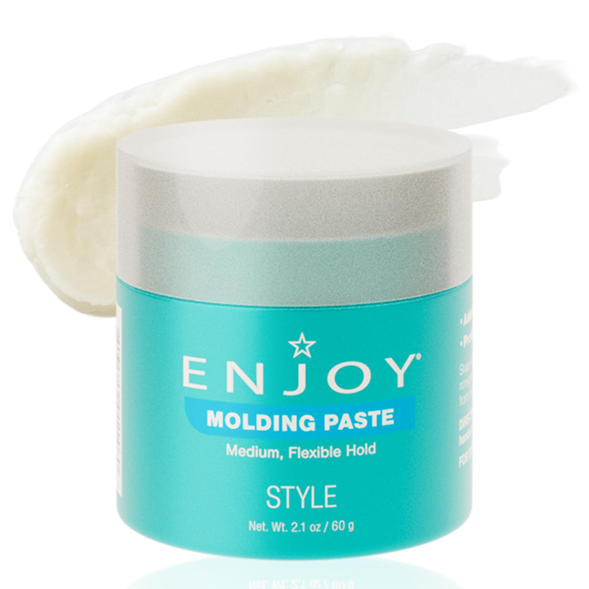 Enjoy molding paste front jar showing label and compact design benefit