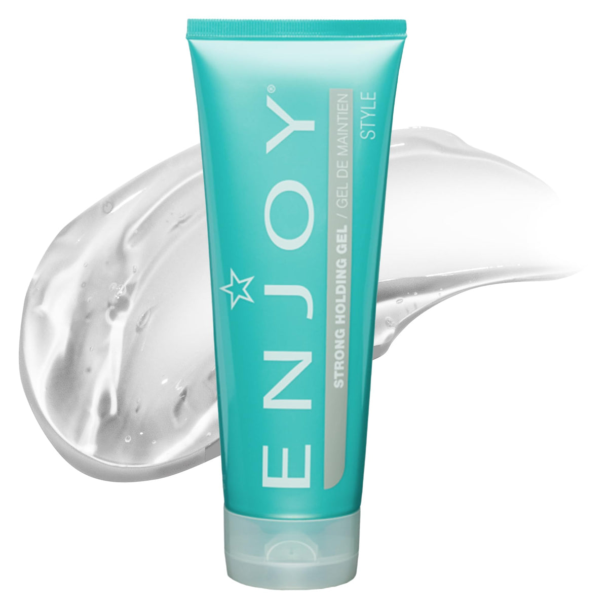Enjoy bottle front view showing product packaging and clear hold benefits