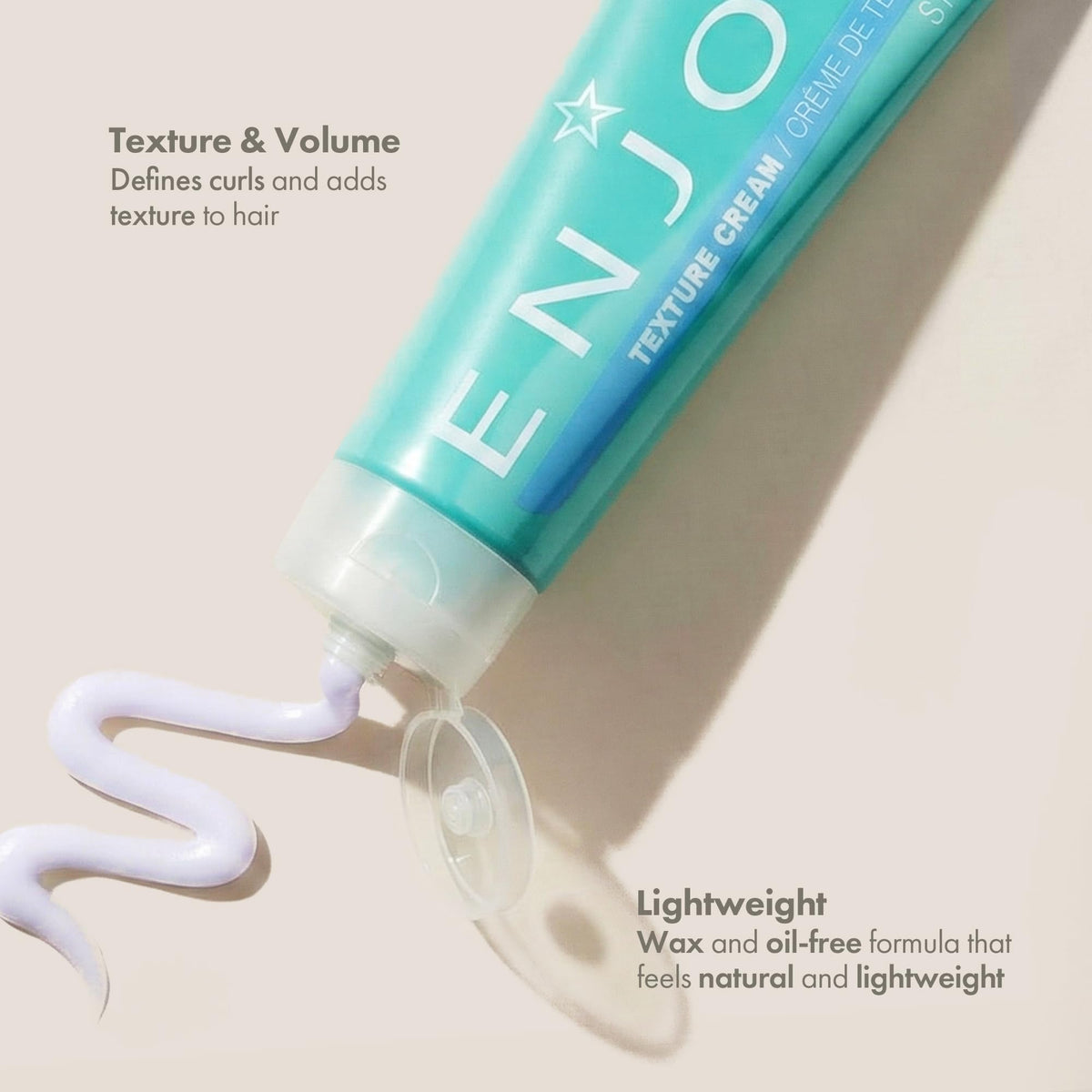 Enjoy cream texture close-up showing lightweight formula and spreadability
