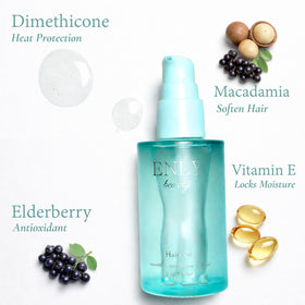 enly beauty macadamia ingredient display emphasizing nourishing oil benefits