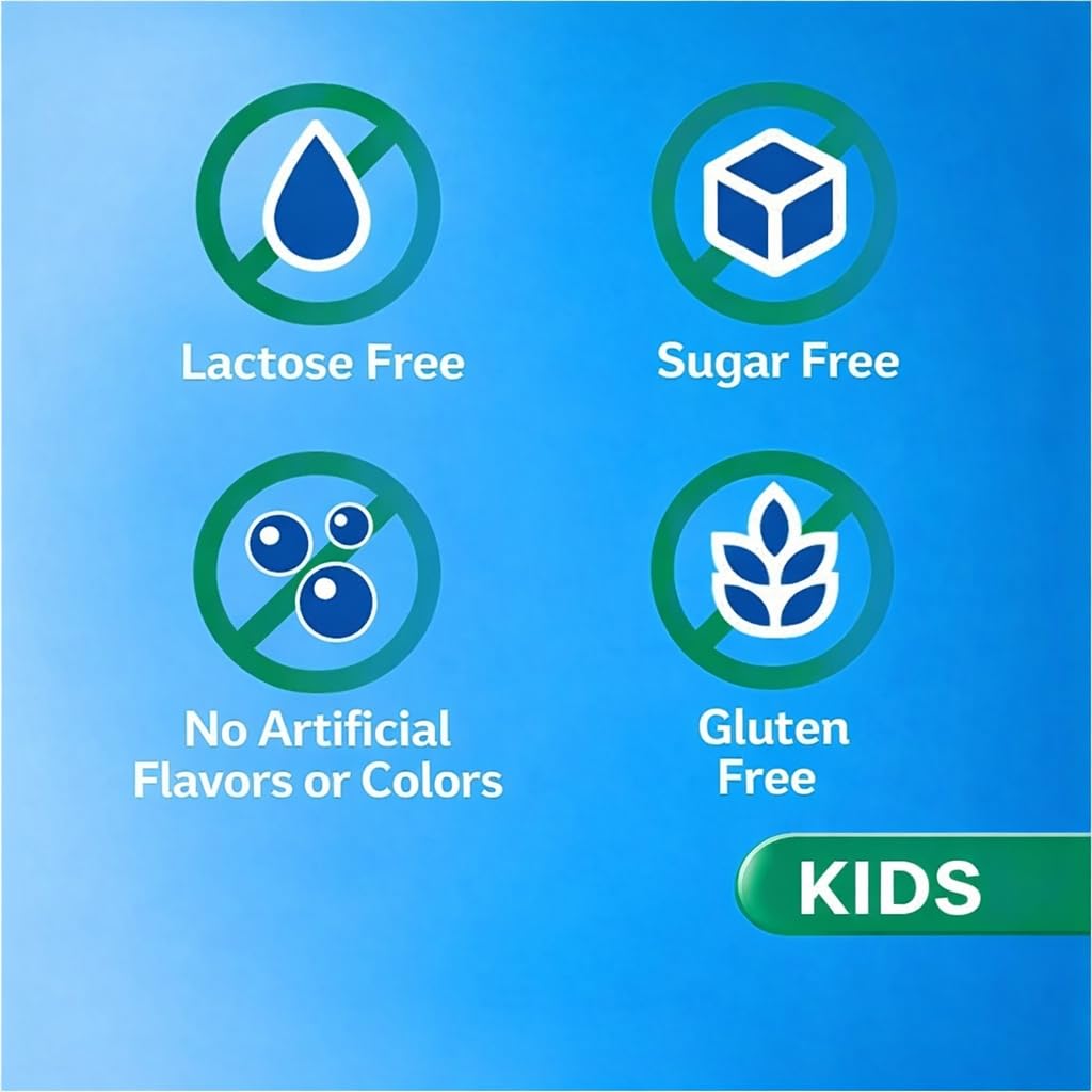 Child-size hand holding EnterogerminaKids vial showing compact travel-friendly scale