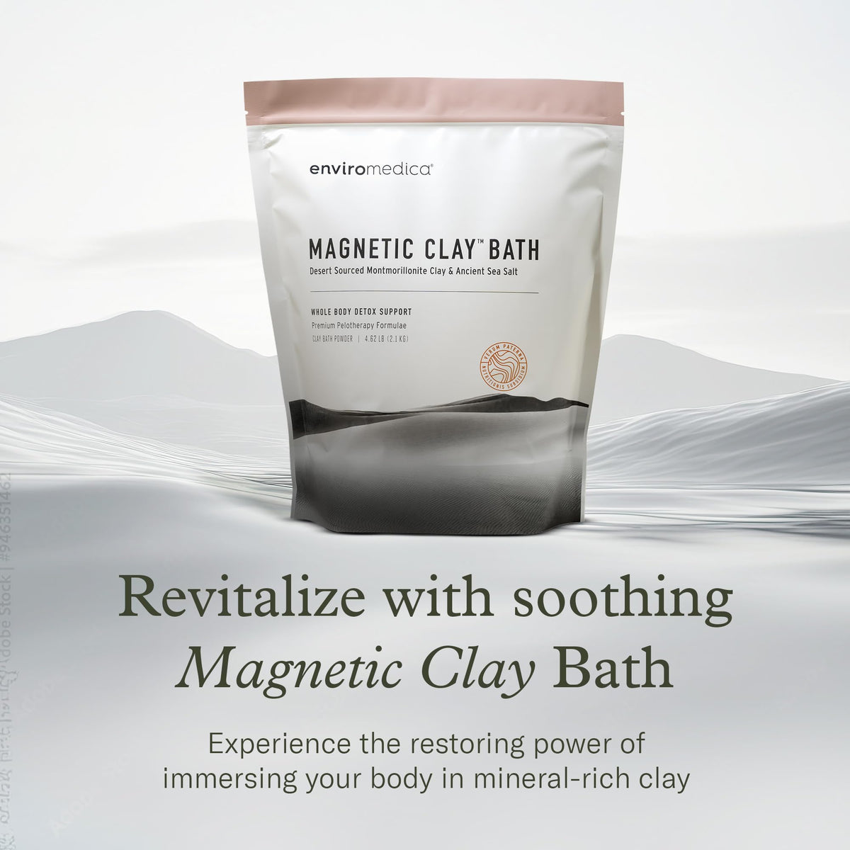Enviromedica clay powder texture close-up highlighting fine mineral consistency benefit