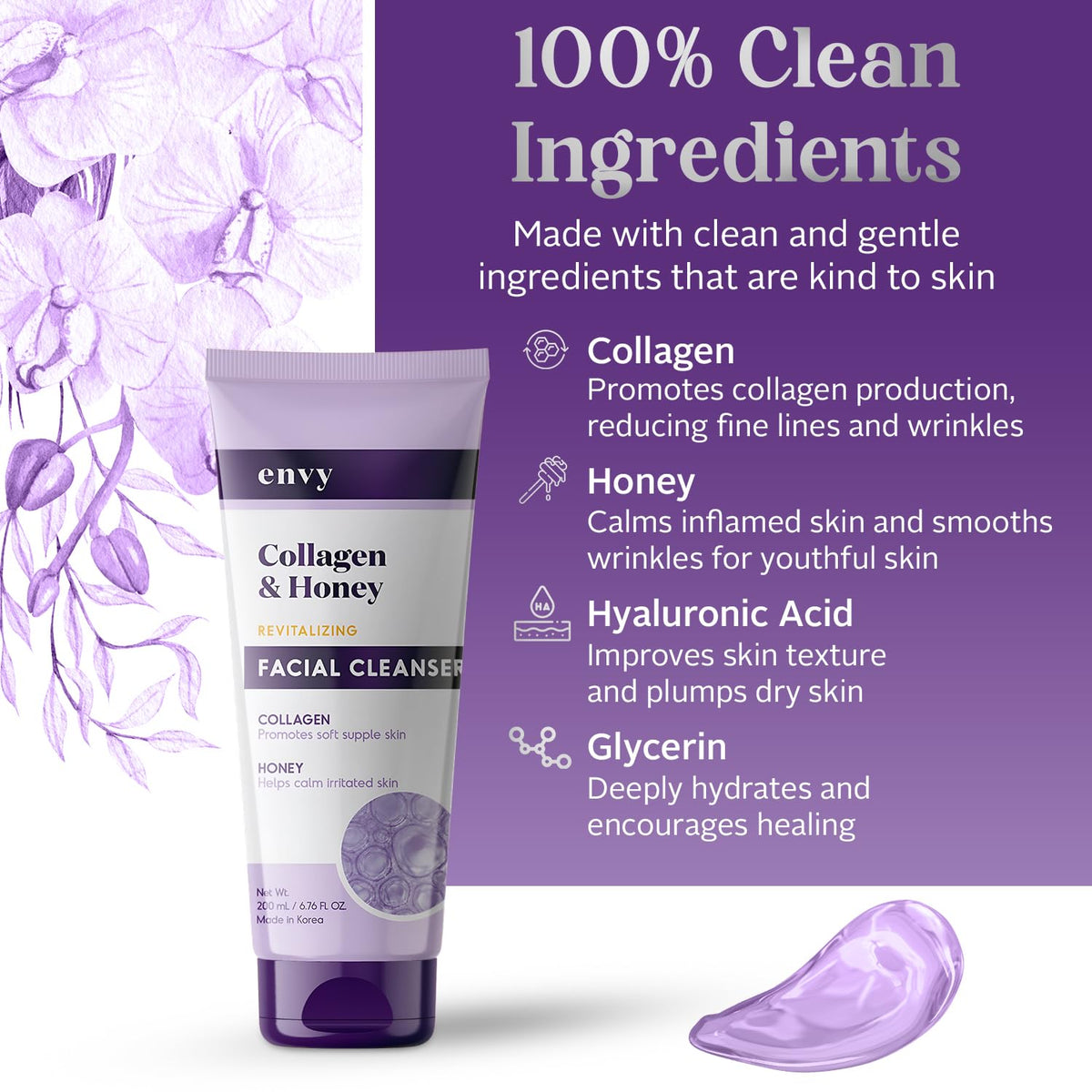 Envy foam in hand illustrating gentle lather and easy rinse benefit