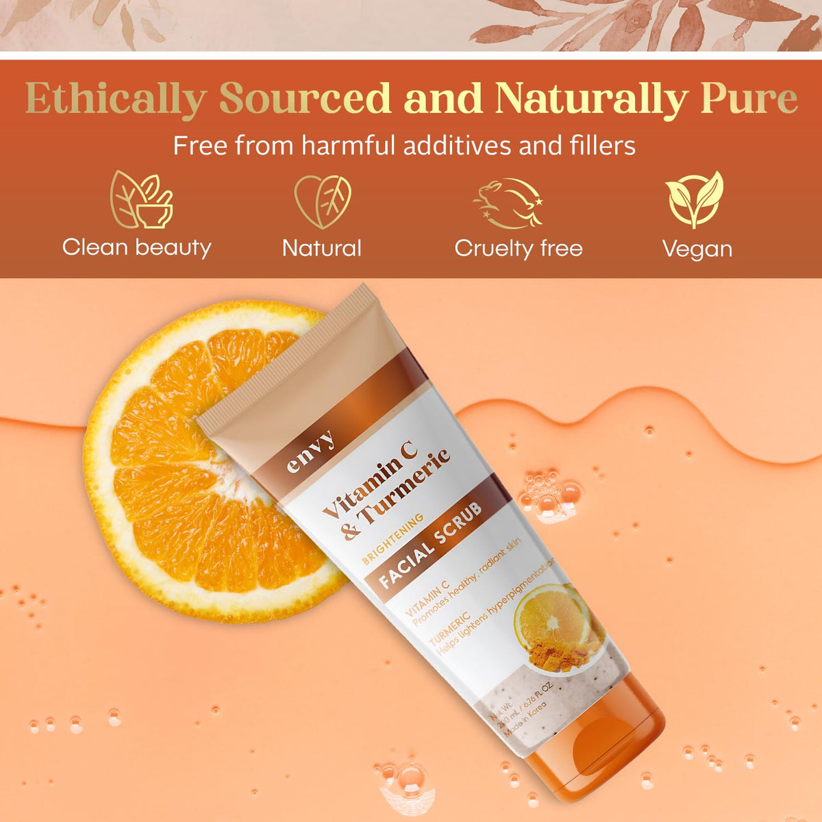 Envy label close-up highlighting ingredients list and clean formulation benefit