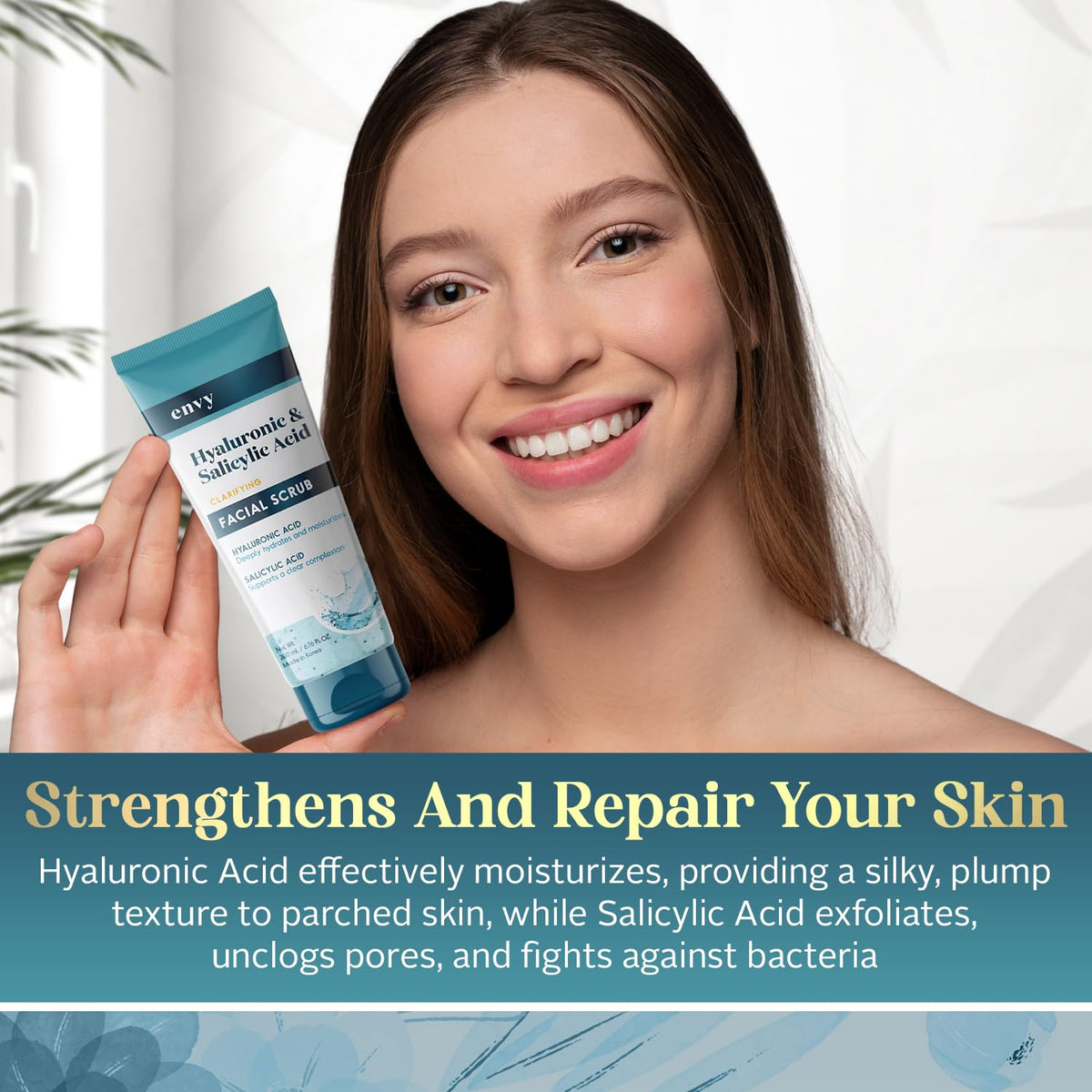 Envy product in hand applying to nose area to help clear pores