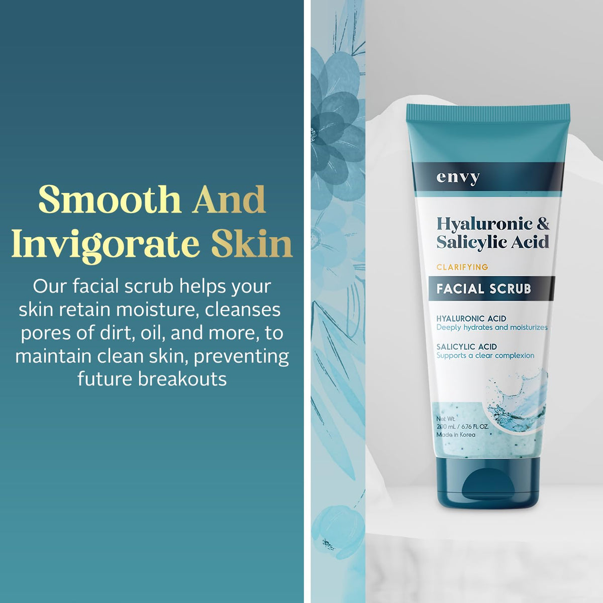 Envy texture close-up highlighting gentle scrub beads and moisturizing gel