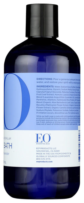 EO bubble bath in bathroom with candles illustrating spa-like evening relaxation benefit