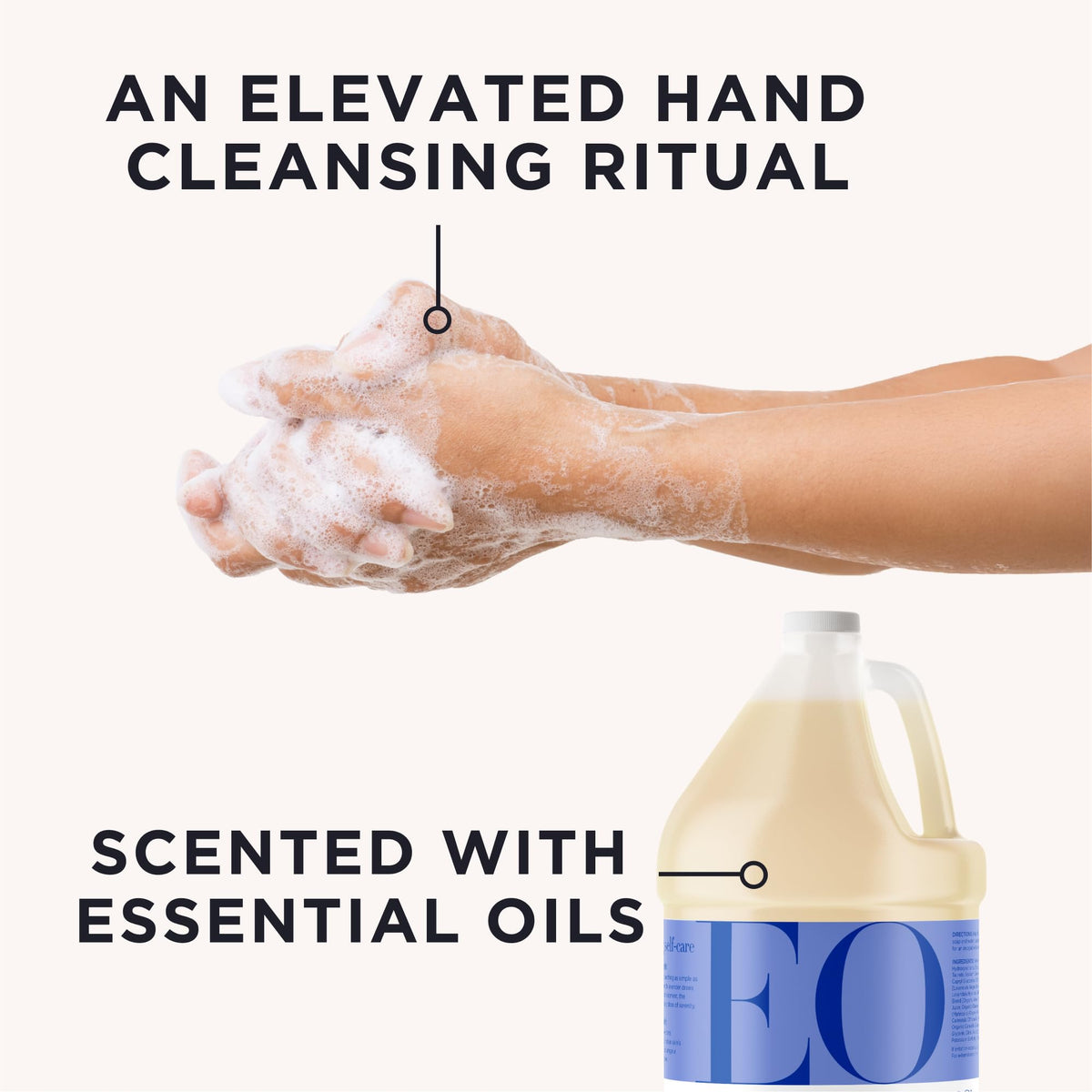 EO soap lather close-up demonstrating gentle foam and cleansing power