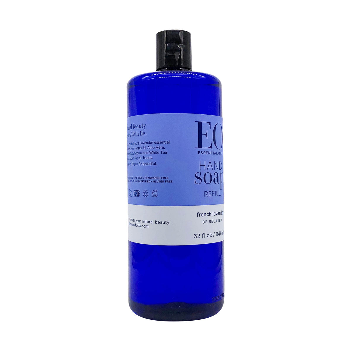 EO soap in pump bottle being dispensed for easy everyday use benefit