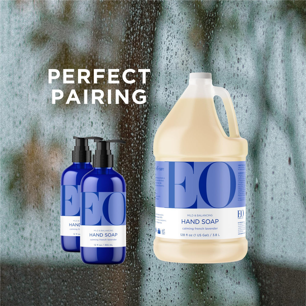 EO pouring refill action into dispenser to illustrate cost-saving refill
