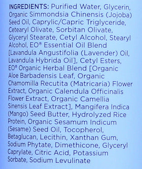 EO lotion texture on palm illustrating lightweight absorption benefit