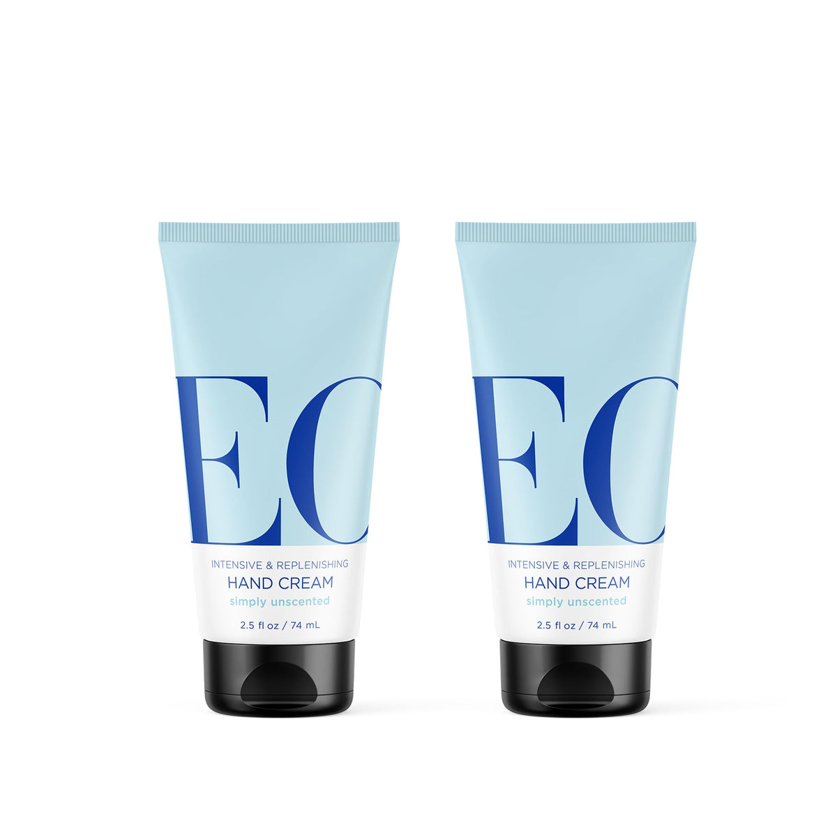 EO hand cream front packaging showing two 2.5 oz bottles for convenient hydration