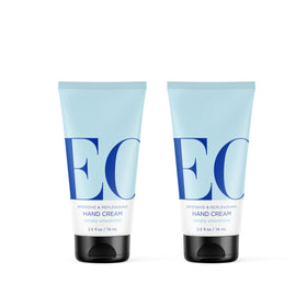 EO hand cream front packaging showing two 2.5 oz bottles for convenient hydration